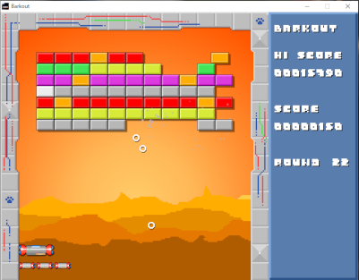 Level 22 with moving bricks and multiple balls Screenshot of level 22